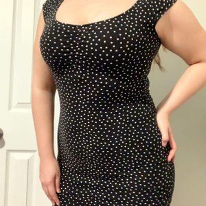 H&M Black and White Polka Dot Bodycon Dress